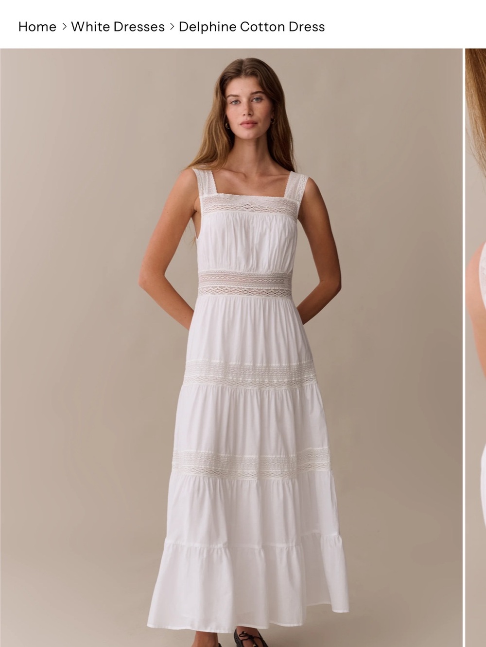 FEWMODA Delphine Cotton White Tiered Maxi Dress